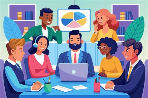 Premium Vector Team Of Workers On A Conference Call