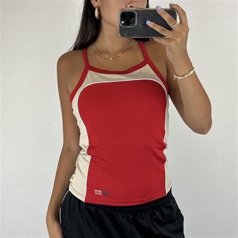 Red And Nude Cami Top Built In Bra Model Size Depop