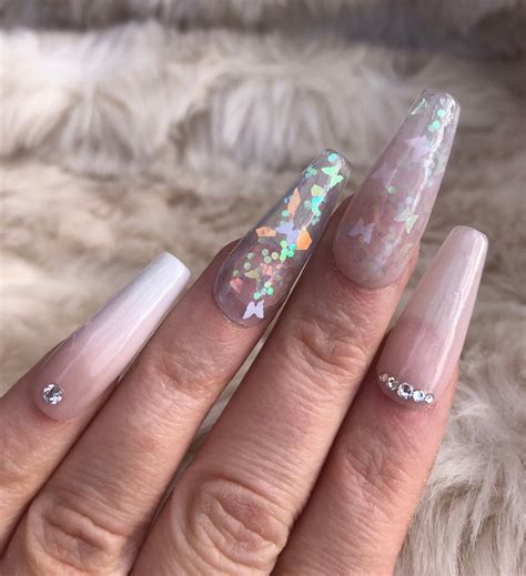 Pink Nude Butterfly Ombré Press on Nails False Nails Fake Etsy