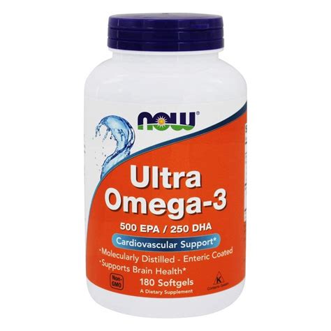 NOW Foods Omega 3 Fish Oil 180 EPA 120 DHA Ultra Omega 3 500 EPA 250