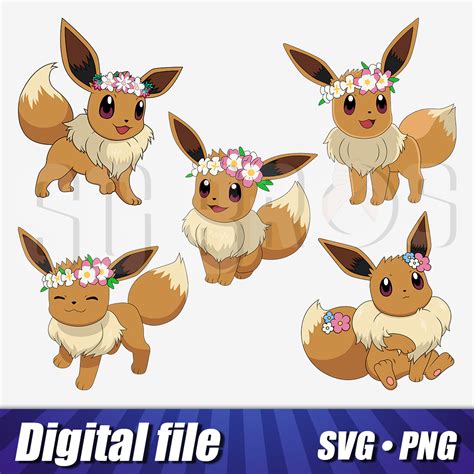 Eevee With Flower Crown Svg Png Eevee Pokemon Cricut Inspire Uplift