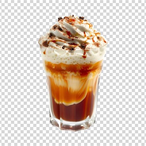 A Glass Of Iced Coffee With Whipped Cream And A Chocolate Drink On A