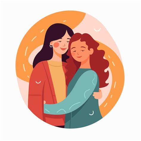 Premium Vector Portrait Of Lesbian Couple Being Loving And Happy Two Gay Girls Kissing Pride