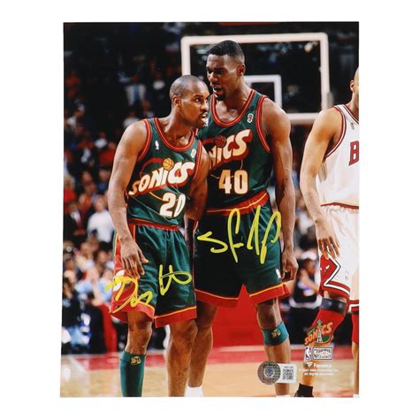 Shawn Kemp Gary Payton Signed Supersonics X Photo Beckett