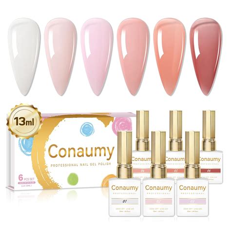 Conaumy Juego de esmaltes de uñas de gel 6 colores nude esmalte de gel natural transparente