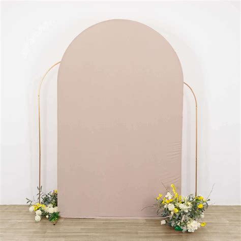 Efavormart Matte Nude Spandex Fitted Chiara Backdrop Stand Cover For Round Top Wedding Arch