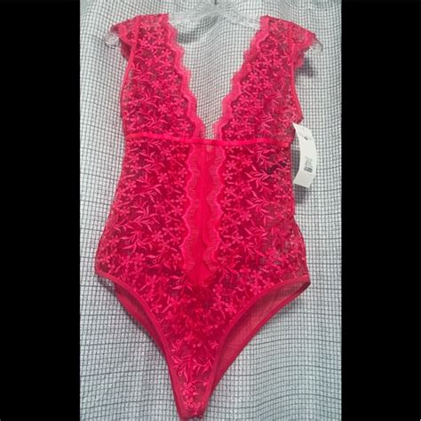 Popsi Intimates Sleepwear Nwt Popsi Lingerie Pink Mesh Appliqu Teddy Med Poshmark