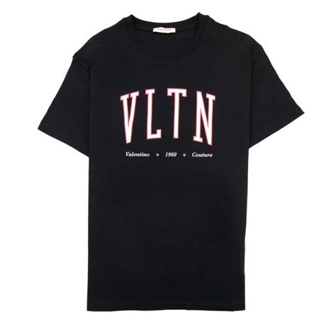 Valentino Cotton Crewneck T-shirt With Vltn Print Black | ONU