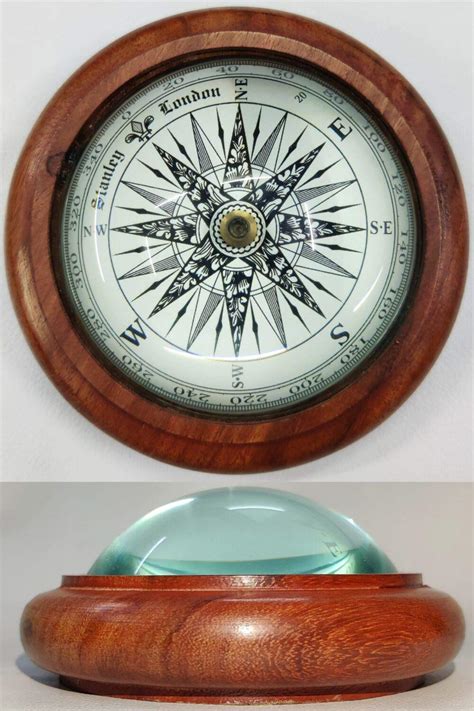 Highbix Half Moon Optical Illusion Desk Paper Weight Compass Wooden