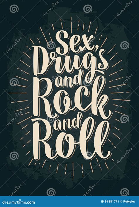 Sex Und Rock And Rollbeschriftung Mit Strahlen Vektor Abbildung Illustration Von Plakat