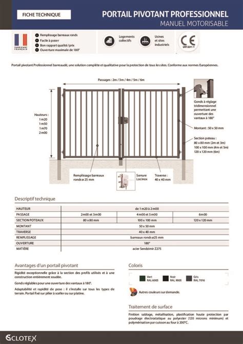 Portail Pivotant Professionnel Barreaud Clotex L Expert Cl Ture