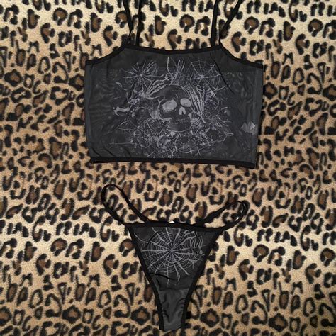 Romwe Shein Sheer Lingerie Set W Skulls Depop