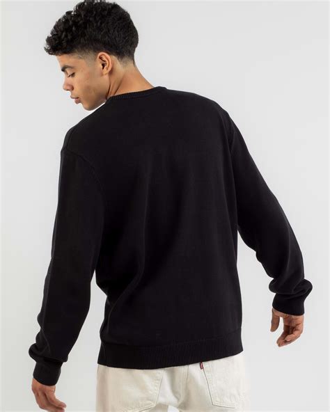 Shop Stussy Jacquard Flower Knit Sweatshirt In Black Fast Shipping