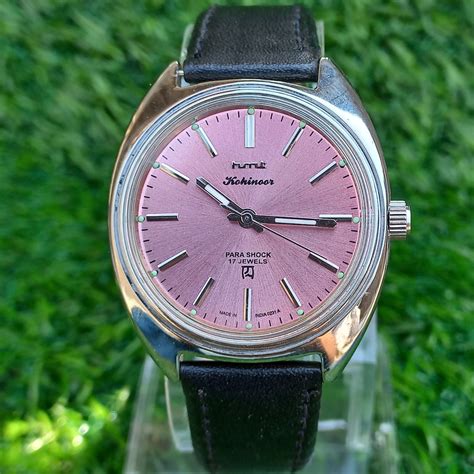 Rare Vintage Hmt Kohinoor Pink Sunburst Dial Transparent Etsy