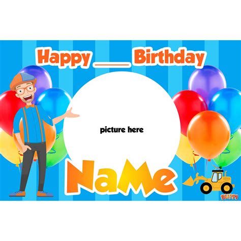 Blippi Birthday Banner Custom Print With Name And Age And Picture