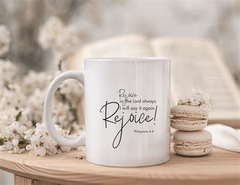 Rejoice in the Lord, Bible Verse Coffee Mug, Religious Gift, Scripture