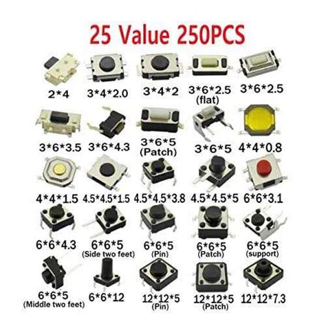 Dafurui Pcs Values Tactile Push Button Switch Smd Micro Momentary