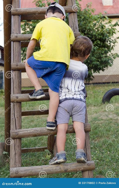 Children Climbing Playground Ladder Stock Photo Image Of Person