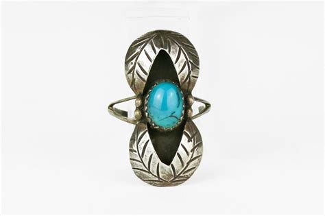 Lot Navajo Silver Turquoise Shadowbox Ring