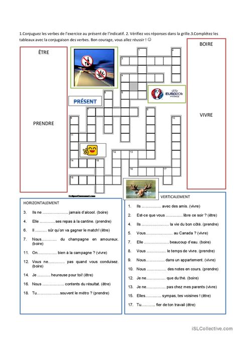 Présent être prendre boire et vivre Français FLE fiches pedagogiques