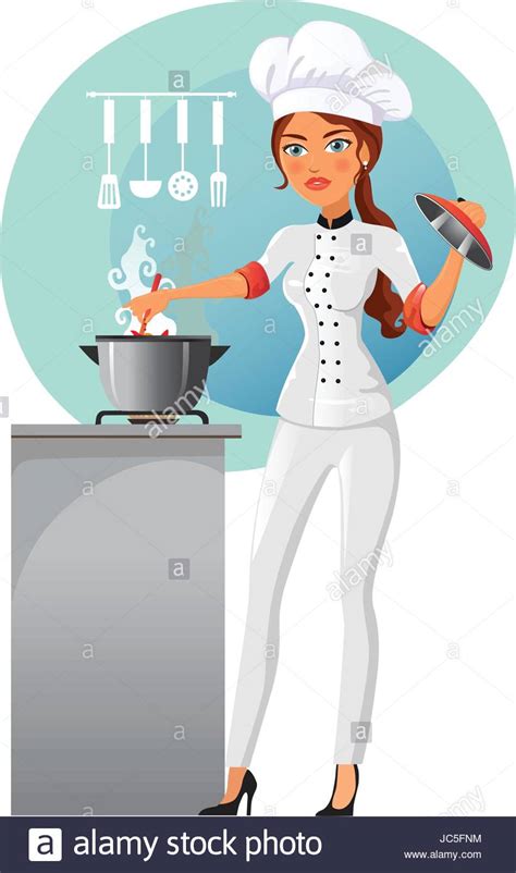 Woman Chef Cartoon Vector Isolated On White Background Woman In Stock