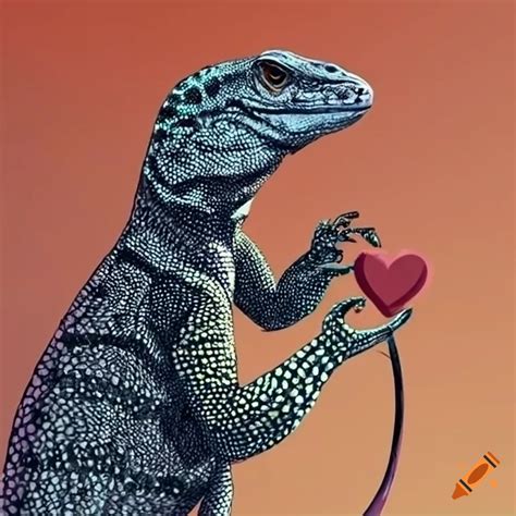 Monitor Lizard Holding A Heart On Craiyon