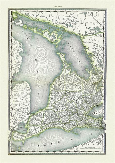 H H Hardesty And Co Map Of Ontario No 1 Western Half 1884 Map On Heavy Cotton Canvas