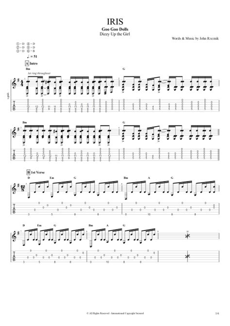 Iris Tab By Goo Goo Dolls Guitar Pro Full Score Mysongbook