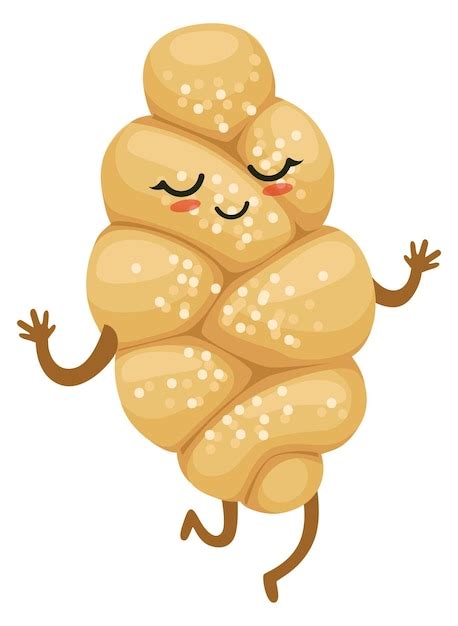 Premium Vector Challah Cartoon Bakery Mascot Funny Bread Character