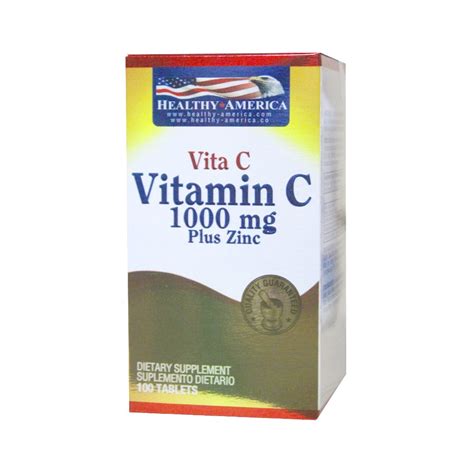 VITAMINA C 1000 MG CON ZINC 100 TABLETAS HEALTHY AMERICA Farmawell