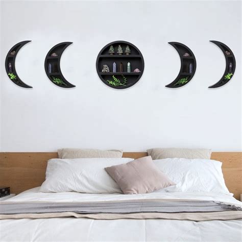 JCLD YO9 Moon Phase Shelf Set Black Moon Shelf Crescent Floating