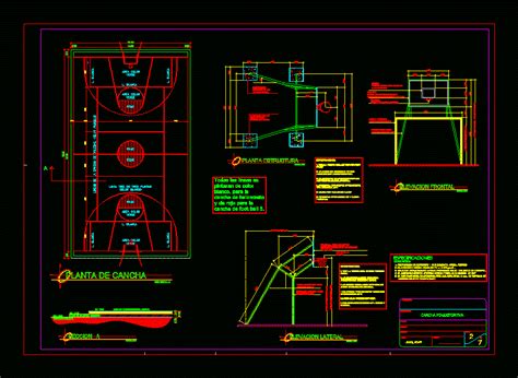 Cancha Polideportiva En Autocad Librer A Cad