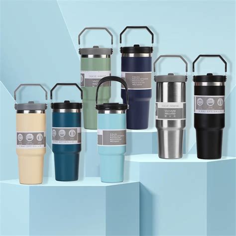 Stainless Steel Tumbler Handheld Thermos Insulated Vacuum Hot Or Cold Bottle With Straw