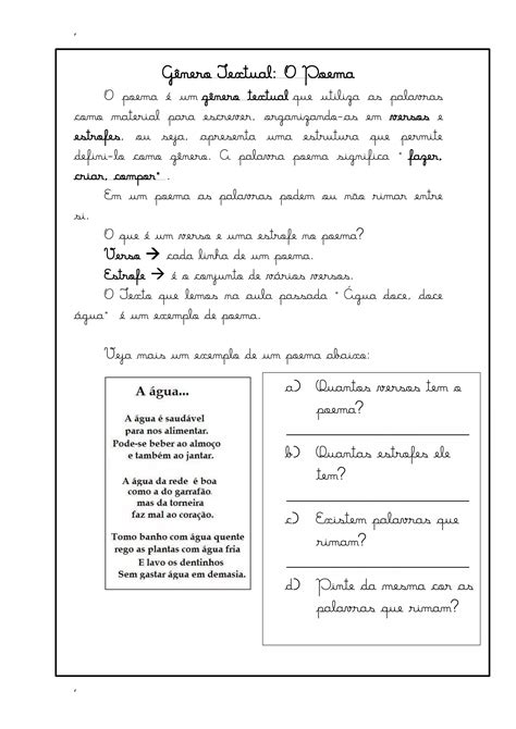 Genero Textual Do Poema - Gênero textual: O Poema 3º Ano do Ensino Fundamental | PDF