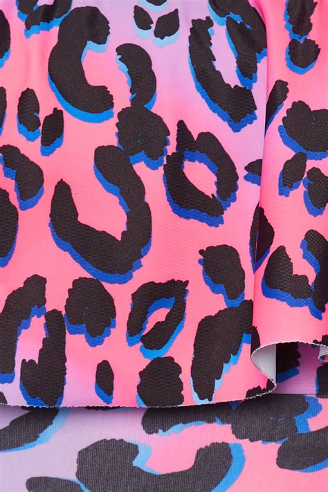 Yours Plus Size Pink Leopard Print Bardot Frill Bikini Top Yours Clothing