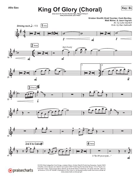 King Of Glory Choral Anthem SATB Alto Sax Sheet Music PDF Passion