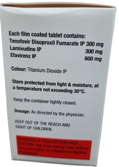 Mylan Tenofovir Disoproxil Fumarate Lamivudine And Efavirenz Tablets IP