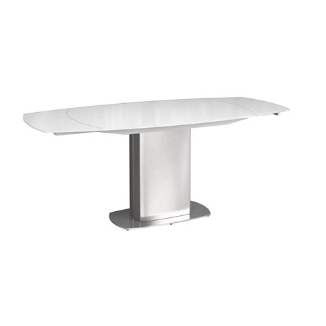 Flow Swivel White Glass Extending Dining Table - Pendle Village Furniture