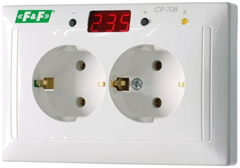 Реле напряжения CP-708. Для устновки в подразетник, 16А, нижний U1 150 ...