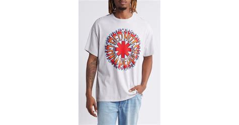 Merch Traffic Hot Chili Peppers Flaming Graphic T Shirt In White For Men Lyst