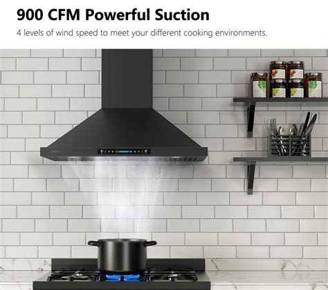 Snapklik IKTCH 30 Inch Black Wall Mount Range Hood 900 CFM