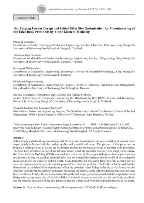 PDF Hot Forging Process Design And Initial Billet Size DOKUMEN TIPS