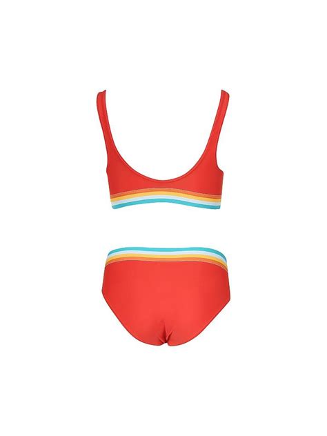 SPEEDO Damen Bikini Summer Stripe Solid U Back Rot