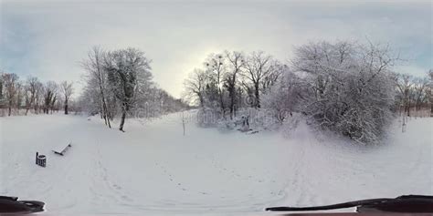 Man Walking Through Snowy Forest In 360 Degrees Stock Video Video Of