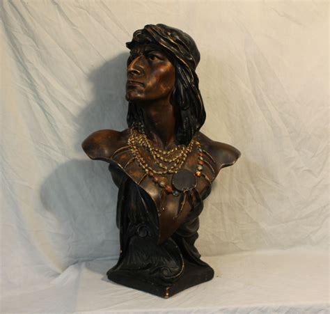 Bargain John's Antiques | Chalkware Hiawatha Indian Bust Statue 28 ...