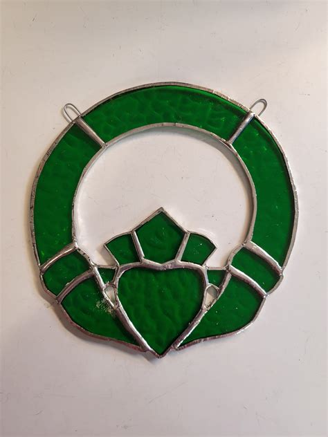 Stained Glass Claddagh Etsy In 2024 Celtic Stained Glass Stained