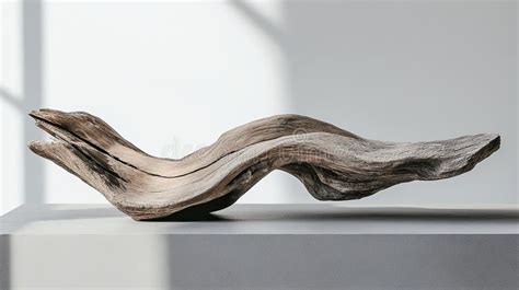 A Minimalist Photo of a Driftwood Sculpture Styled on a Smooth Gray ...