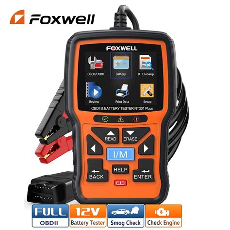 FOXWELL NT301 PLUS CAN OBDII EOBD Code Reader 12V Battery Tester 4 In 1