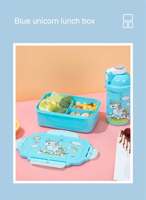 Милый Ланч-бокс с единорогом Bento, бутылка для воды для детей, девочек ...