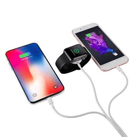 Fuchsia 3 in 1 Lightning-Type-C-Wireless USB Şarj Kablosu Akıllı Saat ...
